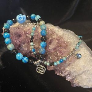 Handmade Gemstone Bracelet & Anklet Set